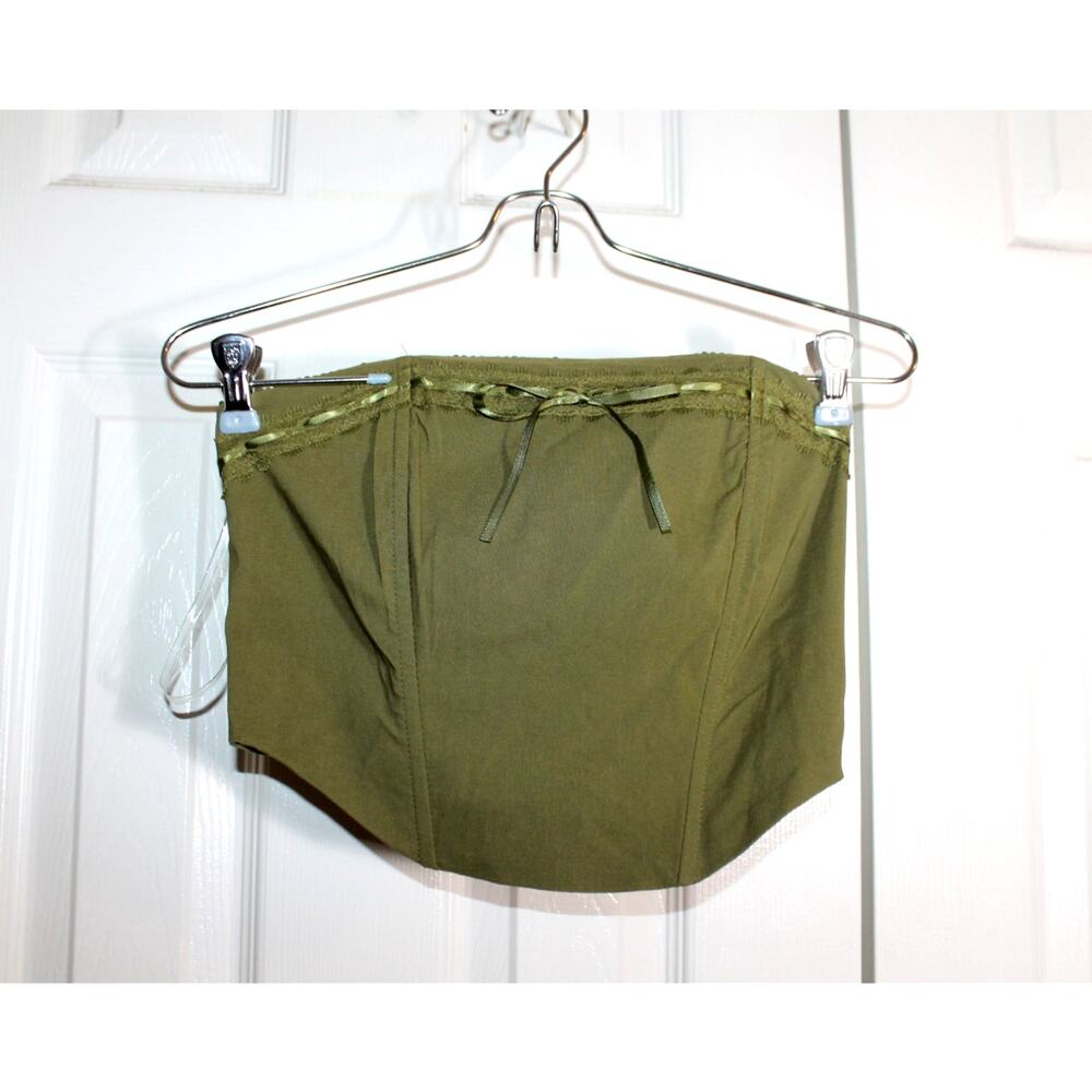 Beverly & Beck Green 90's Bustier Corset Top with Lace & Ribbon Sz XS NEW